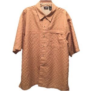 Alpine Design Vented Orange Plaid Fishing Medium Shirt Short Sleeve Zip Pocket